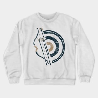 Archer's Delight: Retro Grunge Bow, Arrows and Target Crewneck Sweatshirt